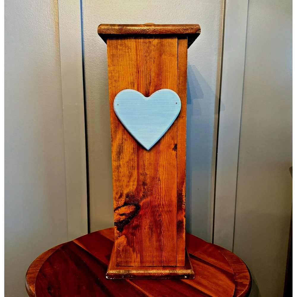 Vintage Wooden Bath Tissue Holder Storage Cabinet Heart Tower Farm Cottagecore